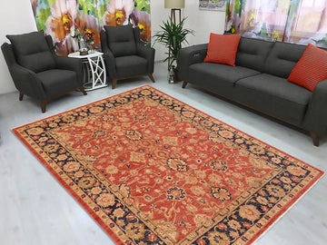 handmade Traditional Kafkaz Chobi Ziegler Rust Blue Hand Knotted RECTANGLE 100% WOOL area rug 8 x 10
